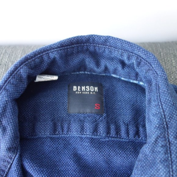 Benson New York Small Button Down Blue Denim Style Shirt Size S - Picture 3 of 4